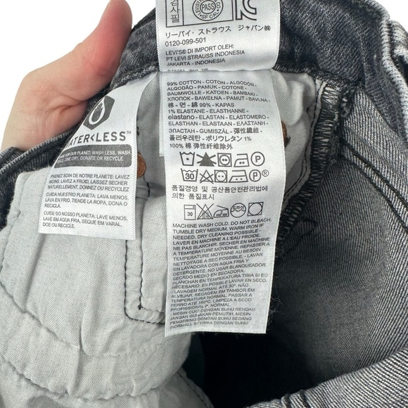 LEVI’S Washed Black 501’s Button Fly Straight Leg Jeans 36200-0014 Crop W24 L26 - Picture 10 of 15